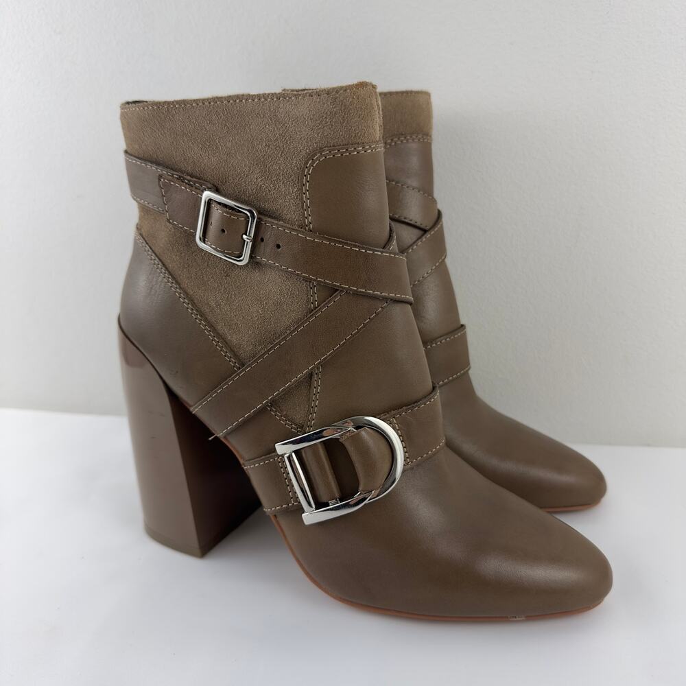 Vince Camuto Erillie Buckle Block‎ Heel Bootie Ankle Boot in Wild Mushroom W-7